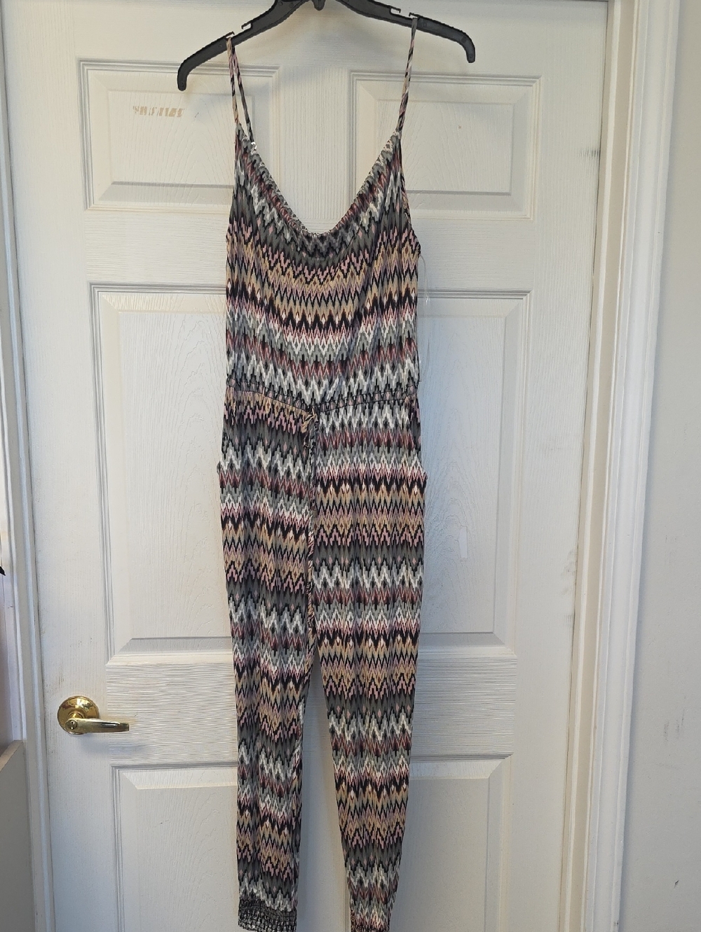 Ariella Multicolor Zigzag Spaghetti-Strap Jumpsuit With Pockets